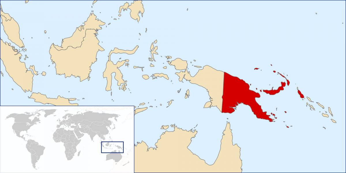 Папуа Нова Гвинея местоположение върху картата на света