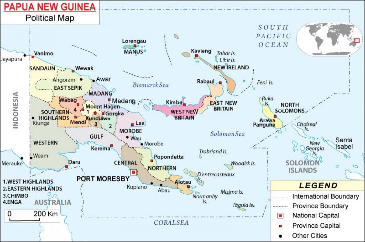 карта на Папуа-Нова Гвинея, провинция