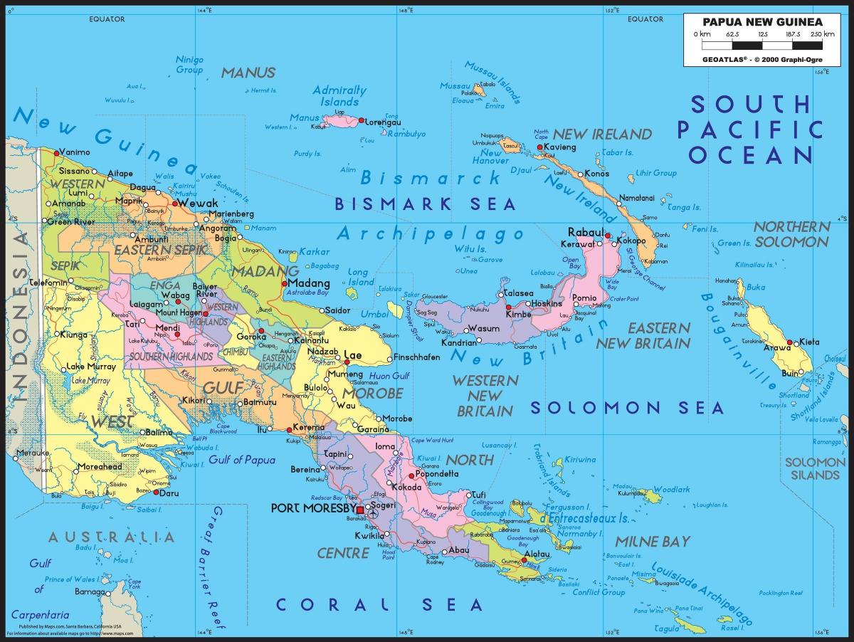 подробна карта на Папуа-Нова Гвинея