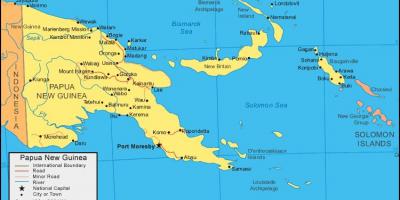 Карта на Папуа-Нова Гвинея и съседните страни